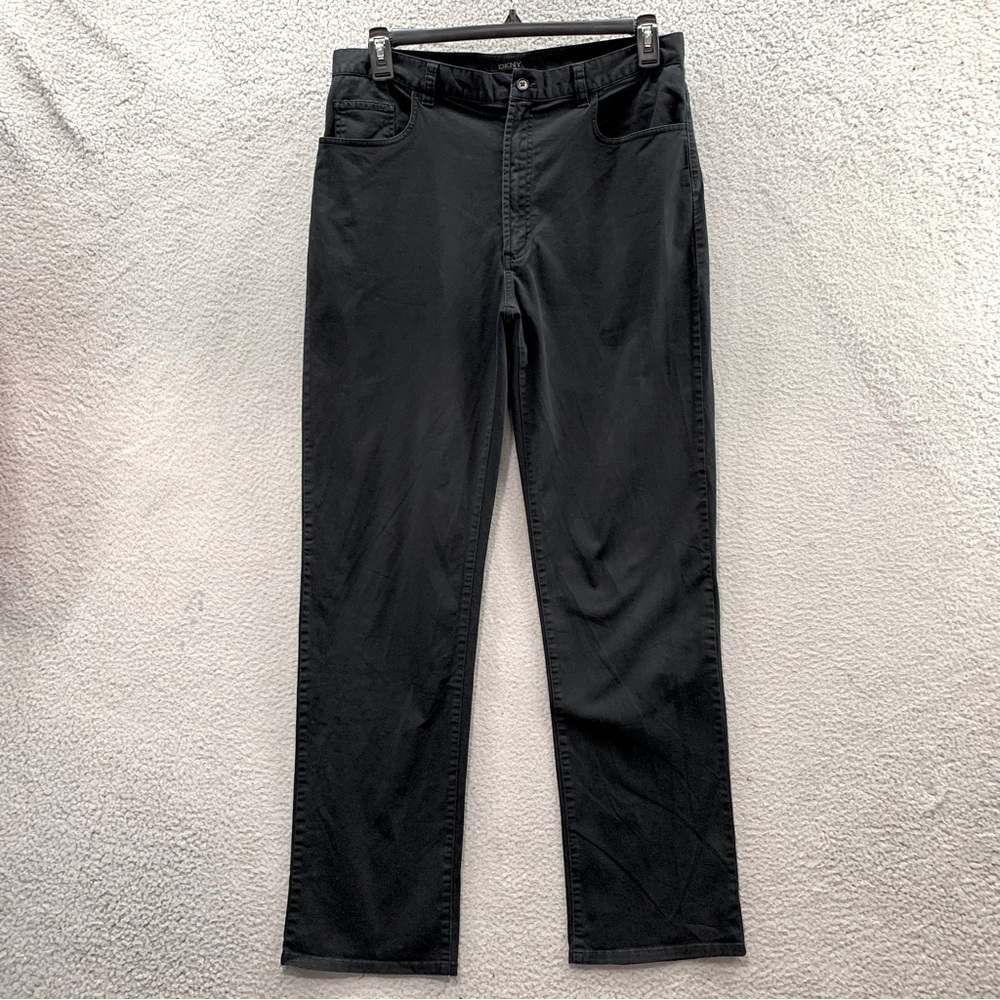DKNY Mens Black Chino Slim Straight Leg Super Soft Cotton Blend Size 34x34